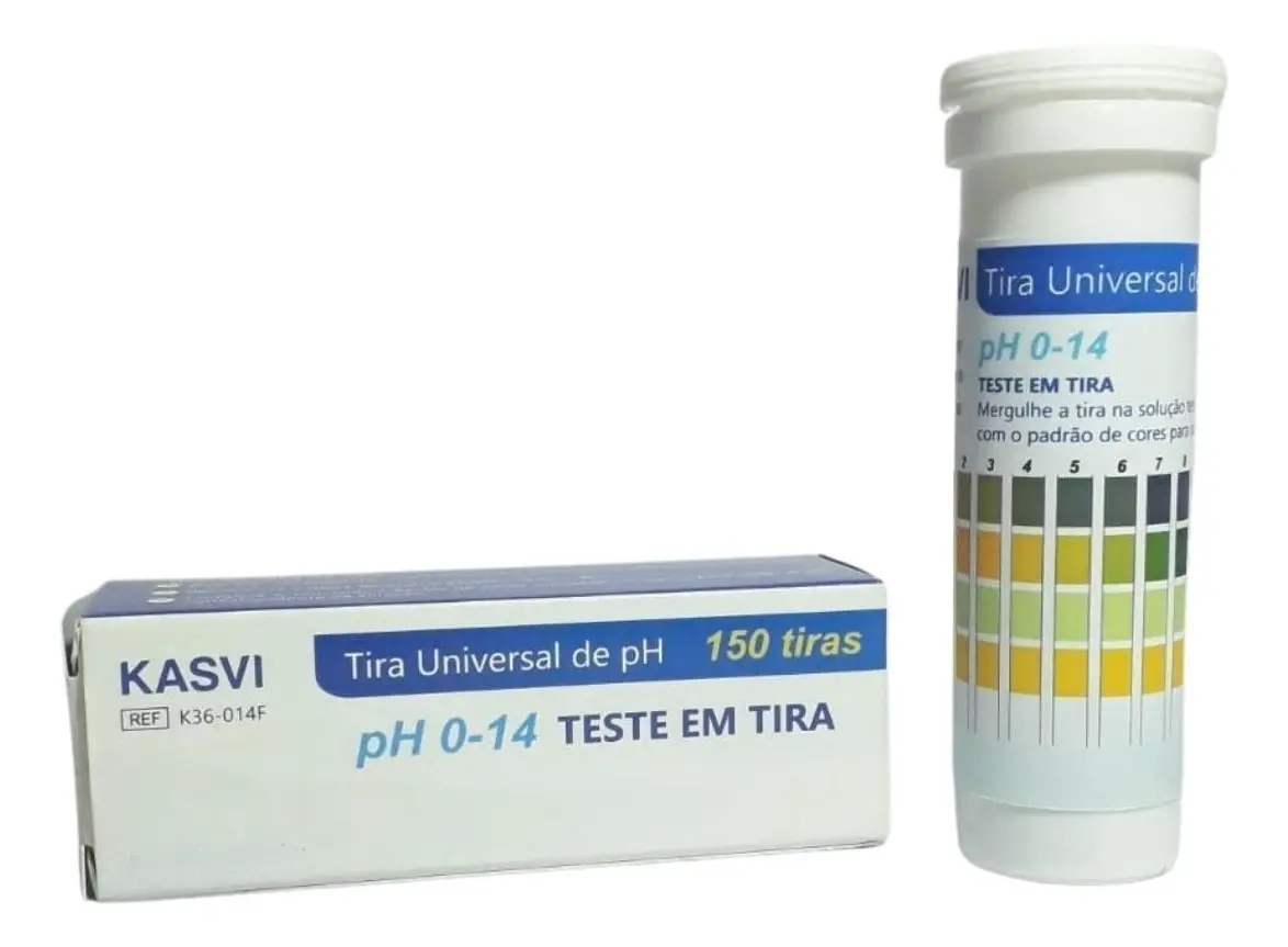 Medidor de pH Kasvi Fita 0-14 Analógico Resolução 1 pH 150 Tiras